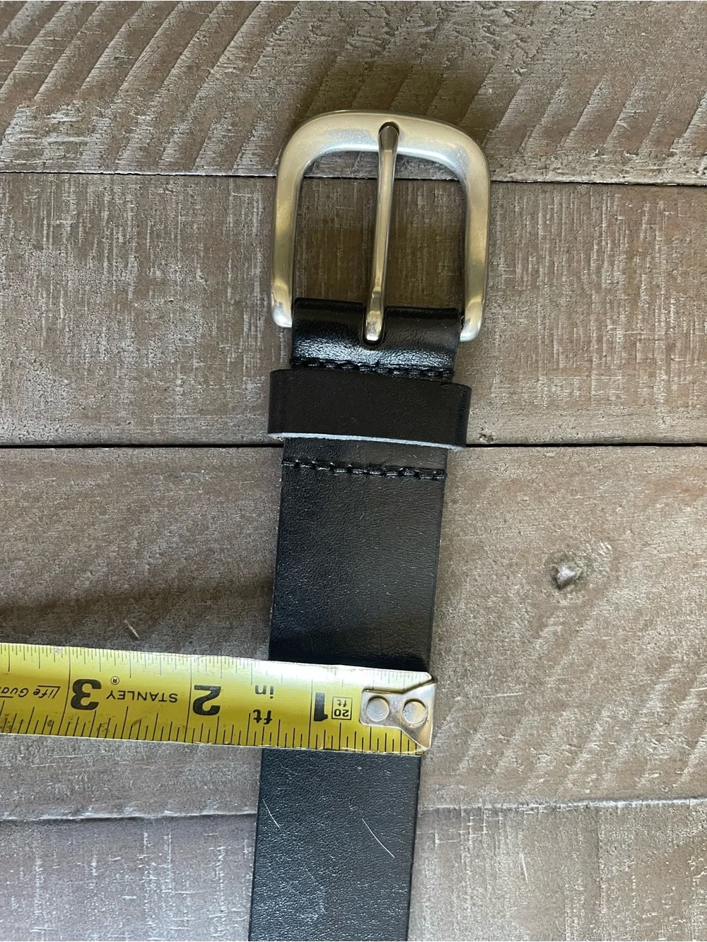Eddie Bauer Black Leather Belt with Metal Buckle
